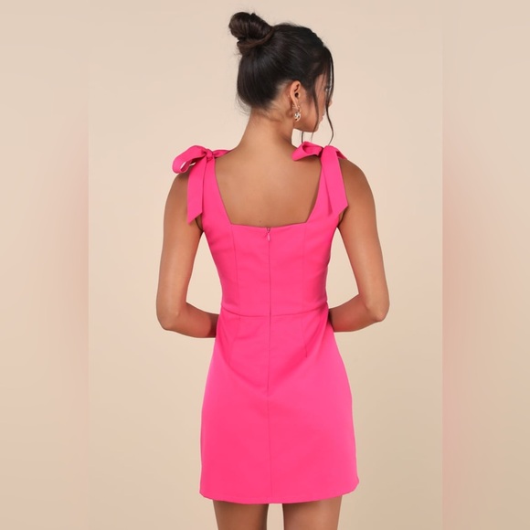 NWOT Lulu’s Your Sweetie Fuchsia Tie Strap Mini Dress S $59 Small - Picture 3 of 8